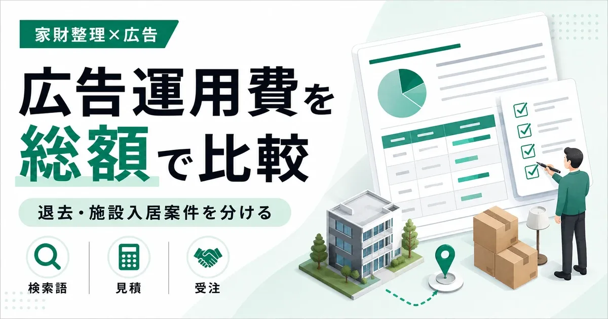 家財整理業者のリスティング広告運用代行費用|予算・LP・受注計測の比較